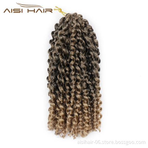 Aisi Hair Ombre Grey Blonde Purple Brown Synthetic Marly Braiding Hair Extensions Afro Curly Crochet Hair Braids for Women